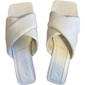 Square Toe Cream Sandals
